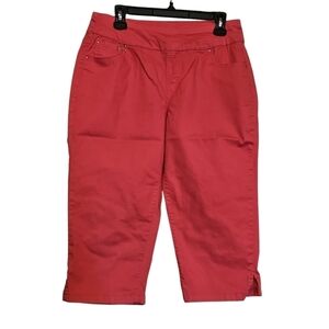 Blair Coral Pink Pull On Denim Capri Pants Size 12P